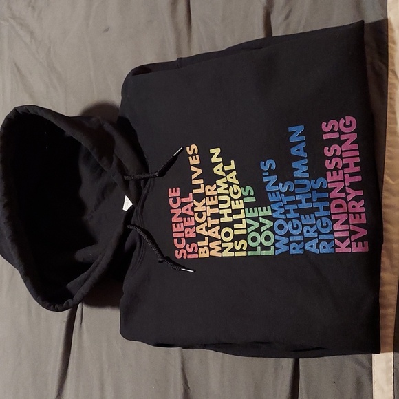 Tops - NWOT Unisex Graphic Black Hoodie size S